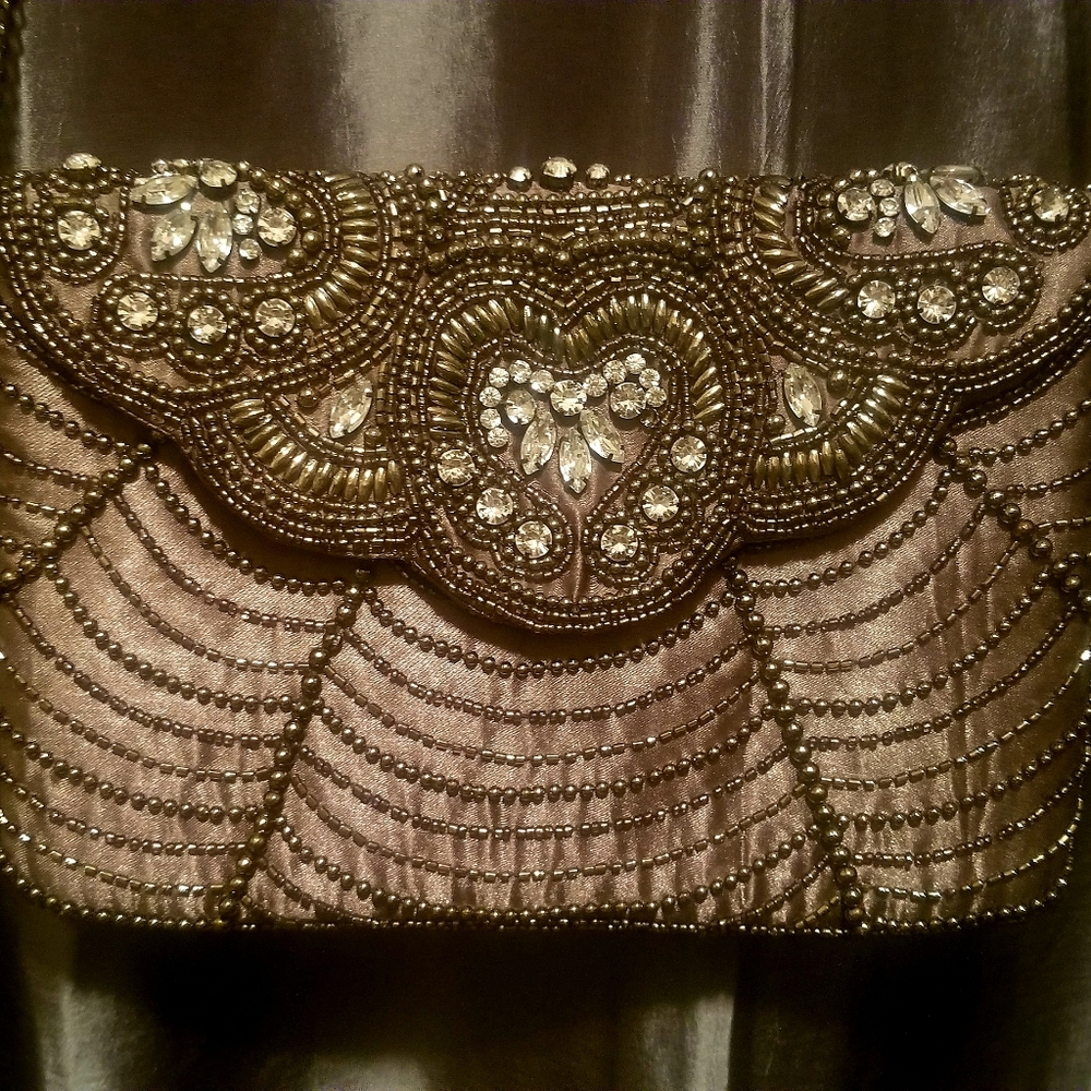 Gray Beaded Clutch Charming Charlie RSVP